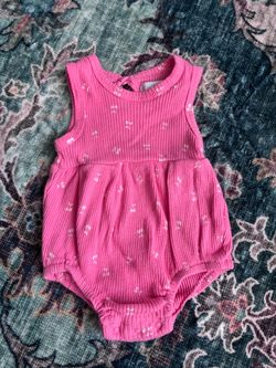 Pink Ribbed Baby Girl Romper