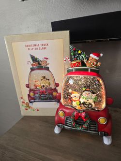 Brand New Red Christmas Truck Lighted Glitter Globe
