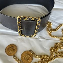 Chanel Leather Medallion Chain Belt 