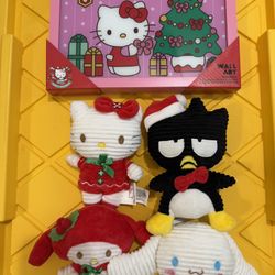 hello kitty christmas LED frame and plushies 