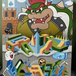 Bowser - Hand Painted Art On Wood By Local Mural Artists