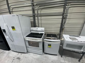 Four piece white kitchen appliance