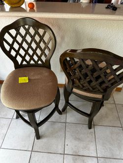 Dark Wood Swivel Bar Stools - $30 Each or $60 Pair