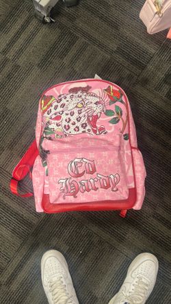 Pink ed hardy backpack