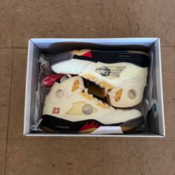 Air Jordan 5 Off-White Sail Fire Red Men’s Sneakers Size 10.5