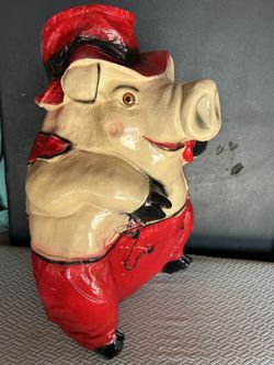 Vintage Extra Large Pig Penny Bank Chalkware