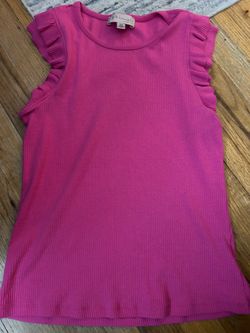 Philosophy pink ribbed tank top with ruffle sleeves size medium