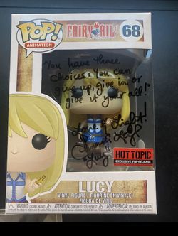 ANIME Lucy Funko Pop! Signed! PSA #68 | Hot Topic Pre-Release Fairy Tail