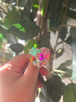 Heart-Shaped Iridescent Crystal Statement Ring