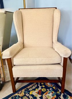 Vintage Cream Wingback Chair