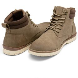 Vostey Men Boots Leather Cap Toe Casual