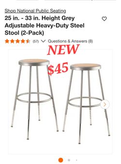 NEW Adjustable Steel Stools 2-Pack - $45
