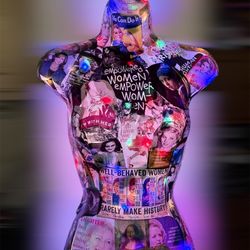 Handcrafted Female Empowerment Collage Mannequin Wall Art W/LED Lighting 