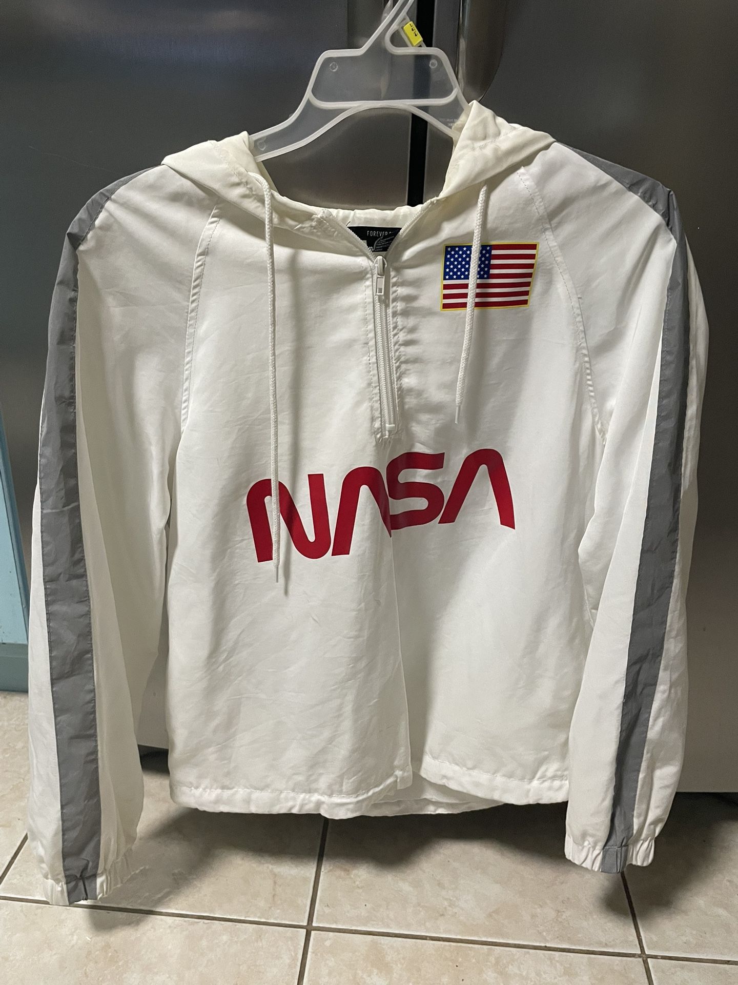 Mens Forever 21 Brand NASA White Hoodie Size M