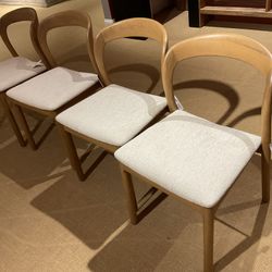 Nobu Oak Wood w/ Cream Fabric Open Back Dining Chair .