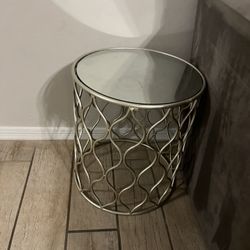 Metal And Mirrored Side Table 
