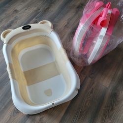 Collapsible baby bathtub with thermometer