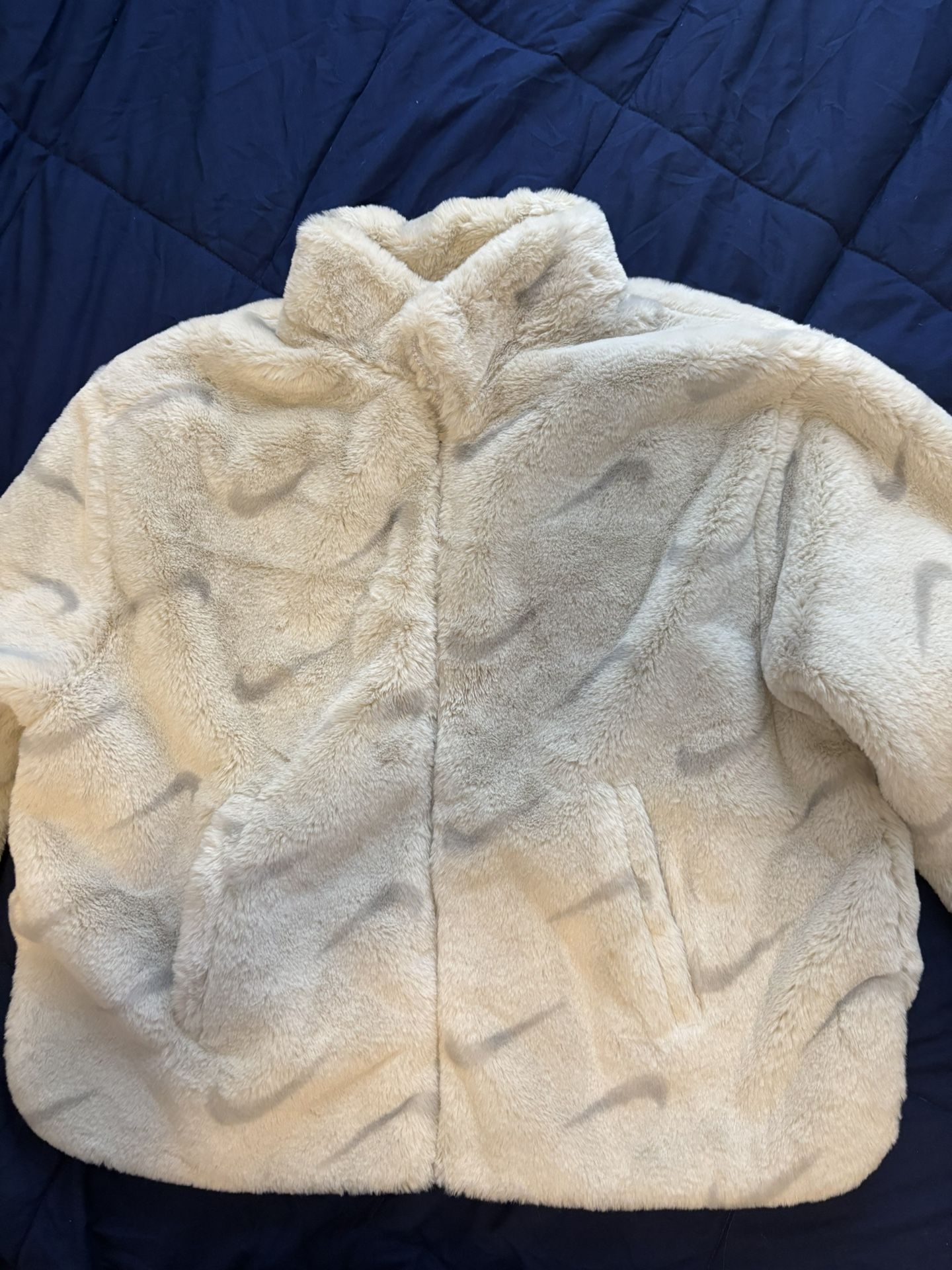 White Nike Faux Fur Jacket