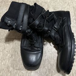 Number Nine Ss06 Leather Black Boots Combat 