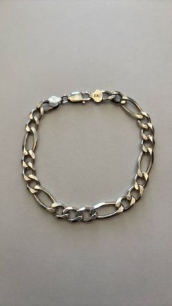 Sterling Silver Figaro Bracelet Italy 9” 24 Grams