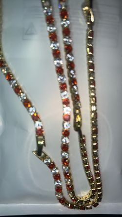 Red And White CZ Diamond Bracelet/necklace