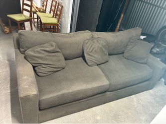 Modern Charcoal Grey / Olive 3-Seater Couch w/ Matching Accent Pillows