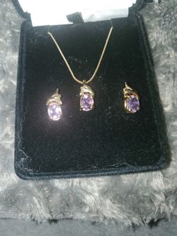 Amethyst Necklace And Earrings 