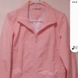 Tommy Hilfiger Jacket Light Weight Pink N White Size MEDIUM Women's Perfect Condition New 