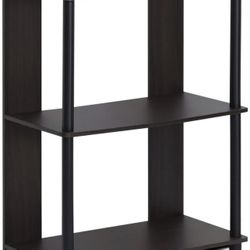 3-Tier Bookcase / Bookshelf / Display Rack, Plastic Tubes, Walnut