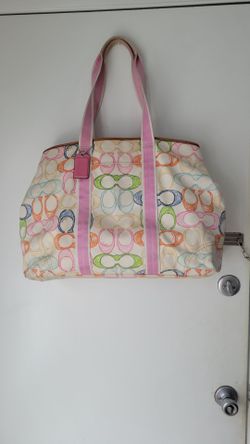 Vintage rare Y2K Coach Hamptons Scribble Line Tote Bag