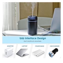 Car Diffuser Humidifier USB Aromatherapy Essential Oil Air Freshener USB Cool Mist Mini Portable Diffuser for Car Home Office Bedroom (Black