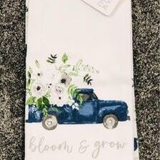 New Park & Vine Set of 2 Kitchen Dish Towels Bloom & Grow Farmhouse Blue Truck