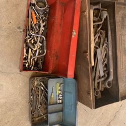 3 tool box of old / vintage tools $50.00 over 40 pounds