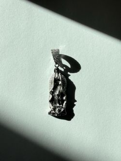 Silver & Moissanite Virgin Mary Guadalupe Pendant