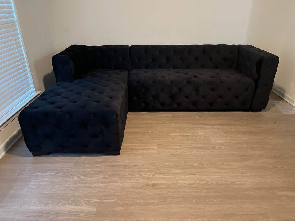 Black Upholstered L Shape Sectional Sofa