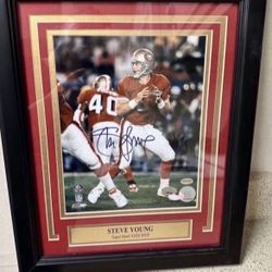 Steve Young framed autographed picture with PSA