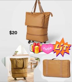 New. Collapsible Rolling Tote Brown - Brightroom ( ResedaCA)
 Dimensions (Overall): 22 Inches