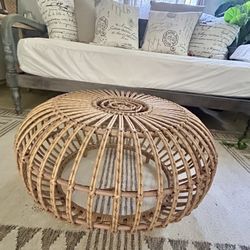 Round Rattan Coffee and Side Table 