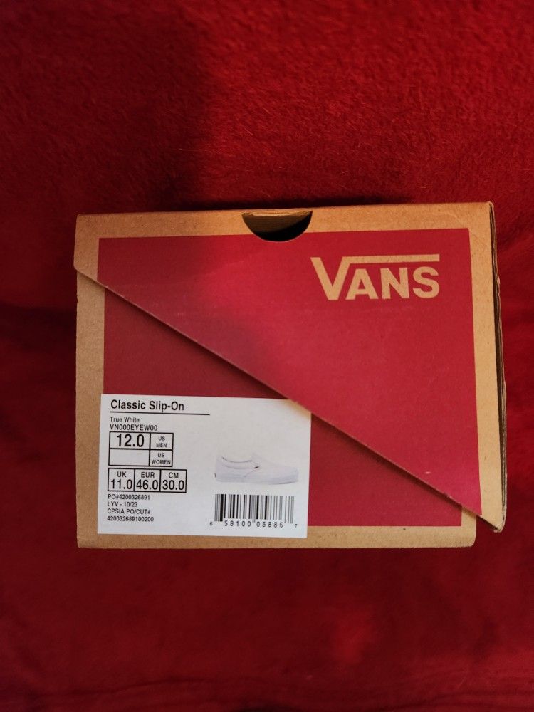 Vans - Classic Slip-Ons, White (sz. 12)
