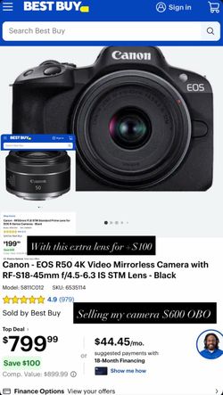Canon - EOS R50 4K Video Mirrorless Camera