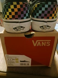 Vans Asher Rainbow Multi Check Sneakers Women's Size 6.5