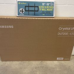 BRAND NEW 43” SAMSUNG 4K UHD LED TV + BRAND NEW WALL MOUNT 