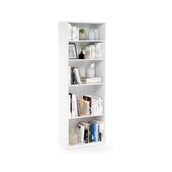 New Other Furinno 5-Tier 71.2" White Jaya Bookcase With Adjustable Shelves