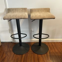 Beige Bar Stools (Bar Height, Adjustable)