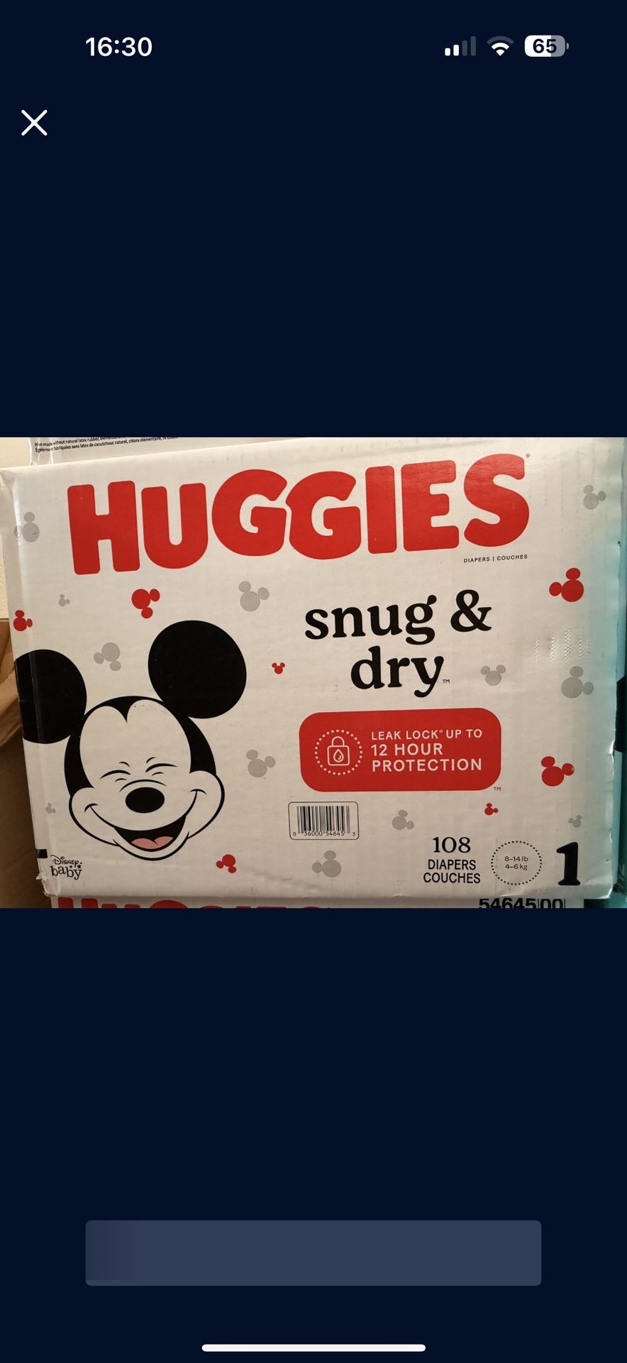 Huggies Snug And Dry Baby Diapers, Size 1 (8–14lbs), 108 ct