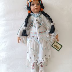 Collections Etc. Porcelain Native Indian Girl. Dressed 