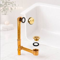 Fine Fixtures FF-5114-SB Tub Drain Overflow Trip Lever Kit Satin Brass 1-1/2in