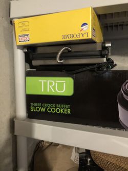 Tru 3 crock buffet slow cooker and server