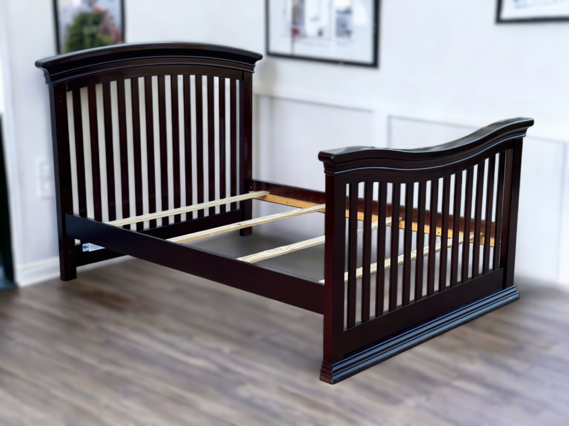 Sorelle Furniture Dark Brown Solid Wood Slatted Full Size Bed Frame