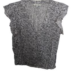 Anne Carson Women’s Large Low V Neck Ruffle Blouse